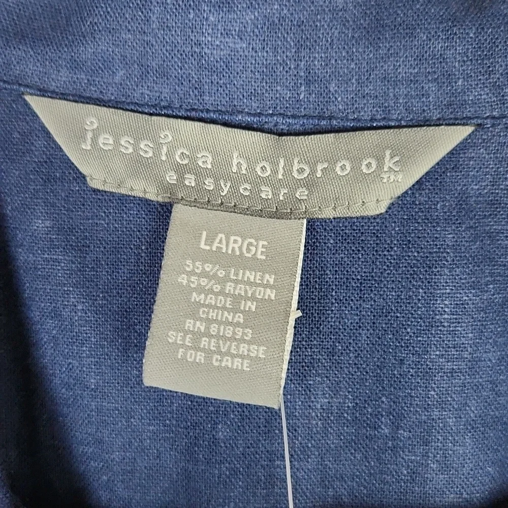NWT Women's Blue Linen Blend Jacket by Jessica Holbrook size L - Picture 2 of 6